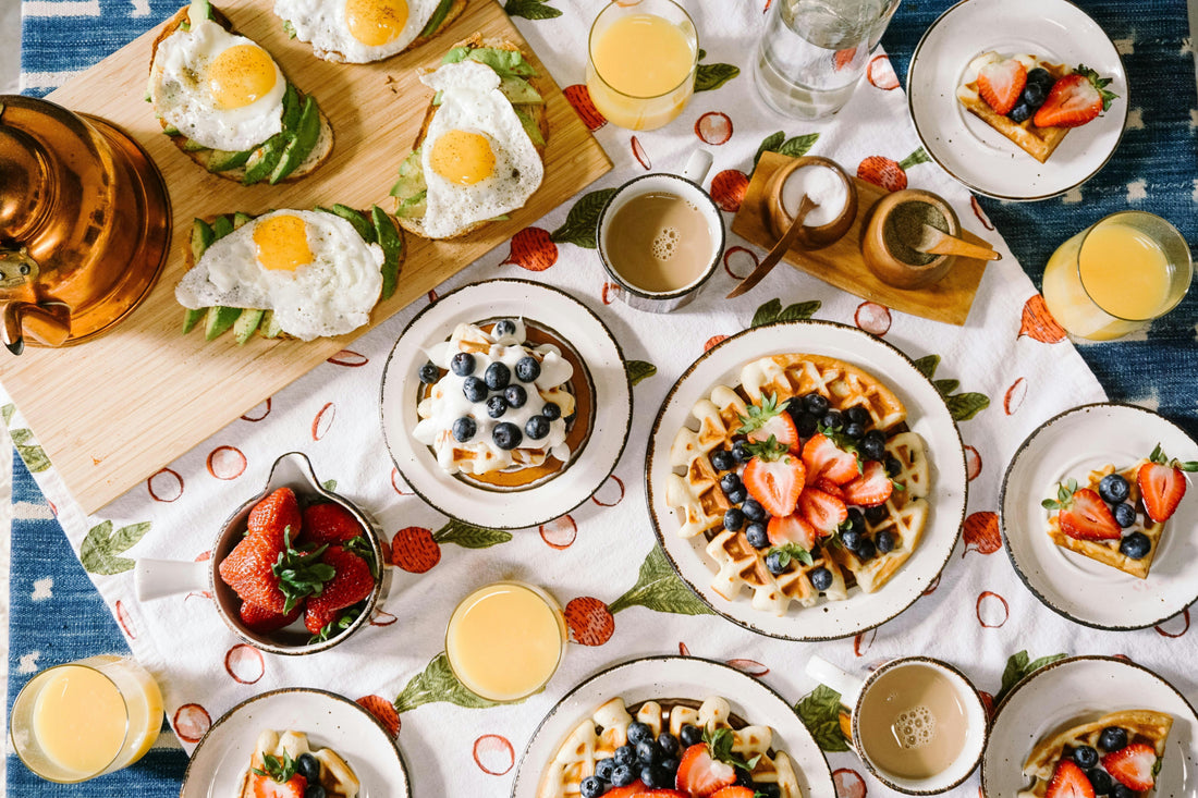 Full spread of brunch party food ideas