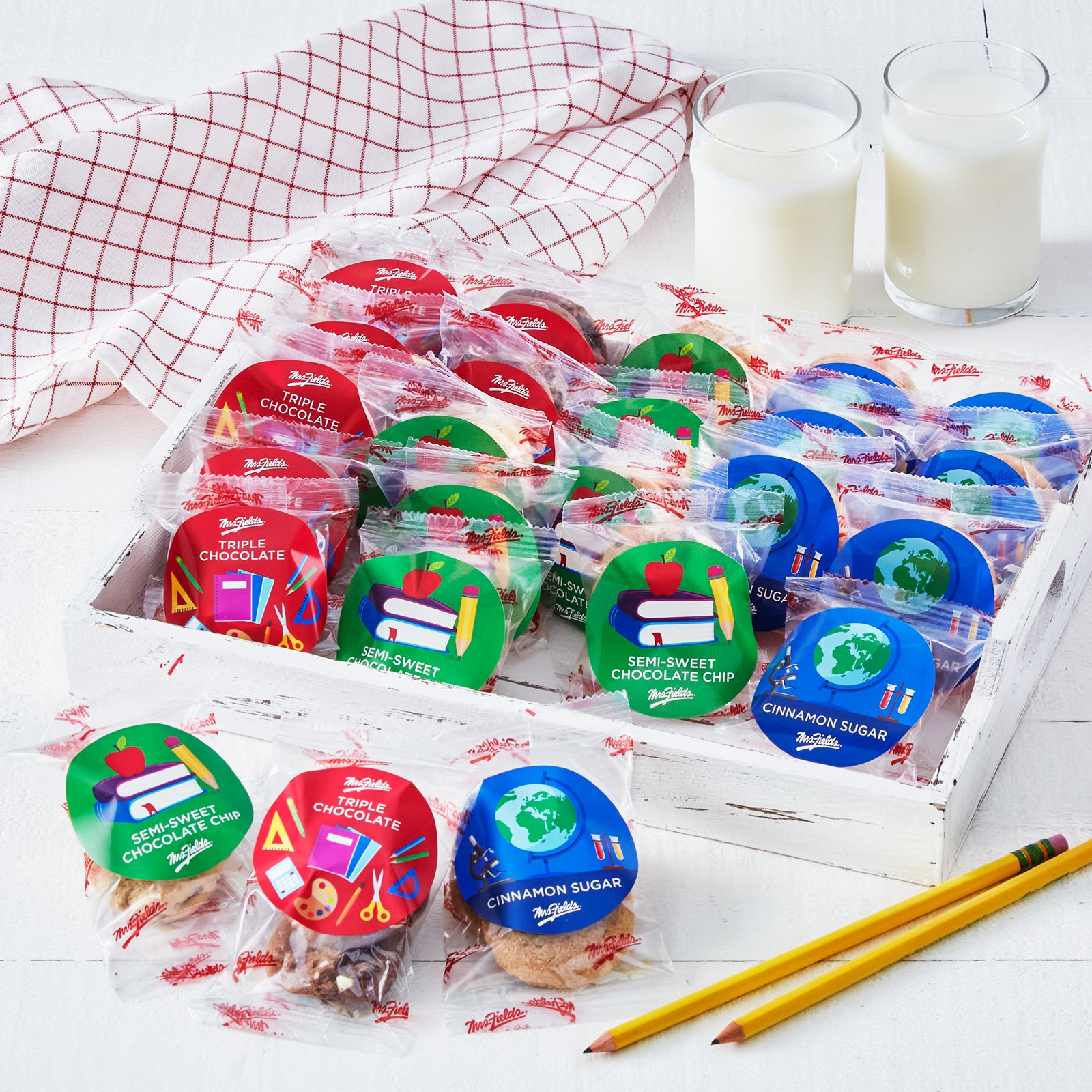 An assortment of packaged school themed Nibblers®