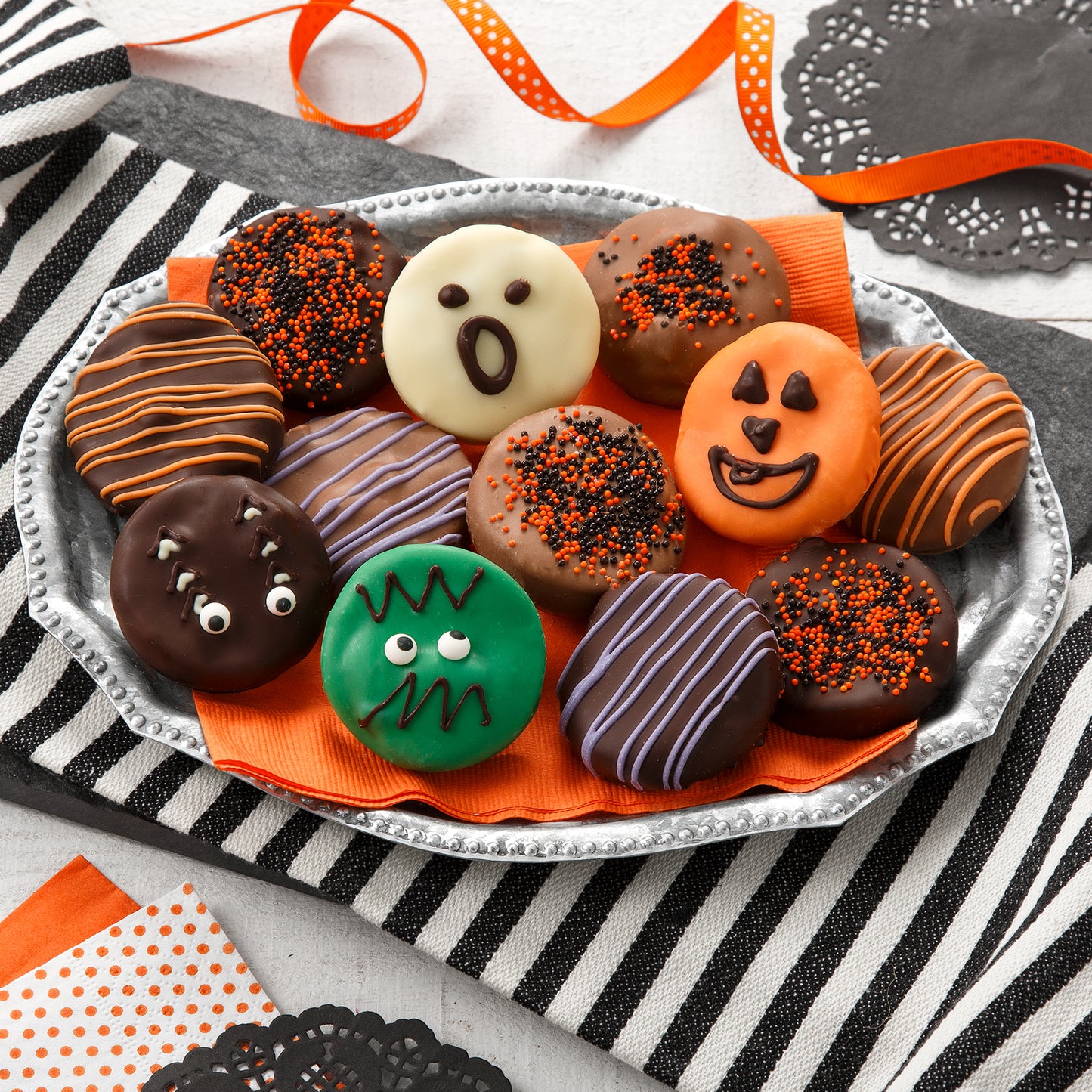 An assortment of Halloween themed chocolate covered Nibbers®