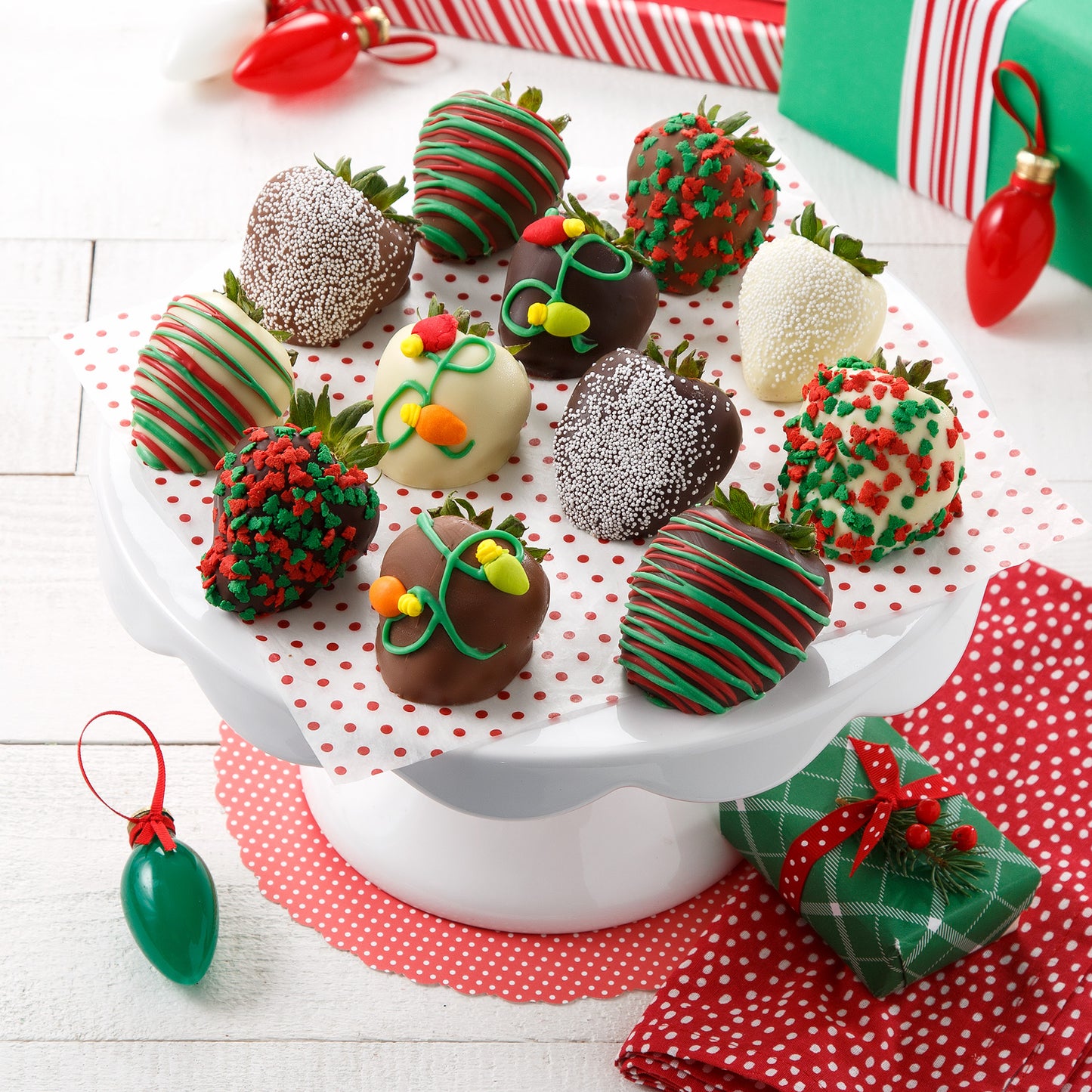 Holiday Dozen Belgian Chocolate Strawberries – Mrs. Fields