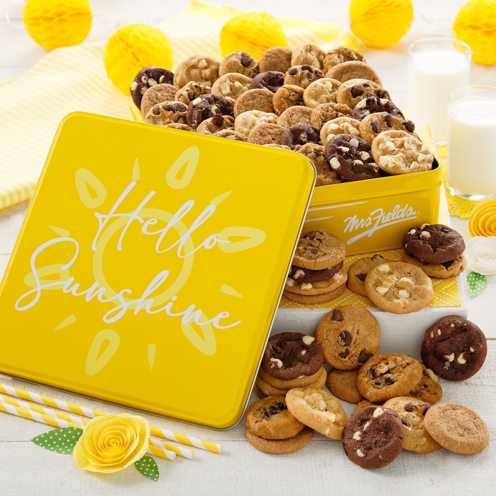48 Nibblers Bite-Sized Cookies Sunshine Tin | Mrs. Fields