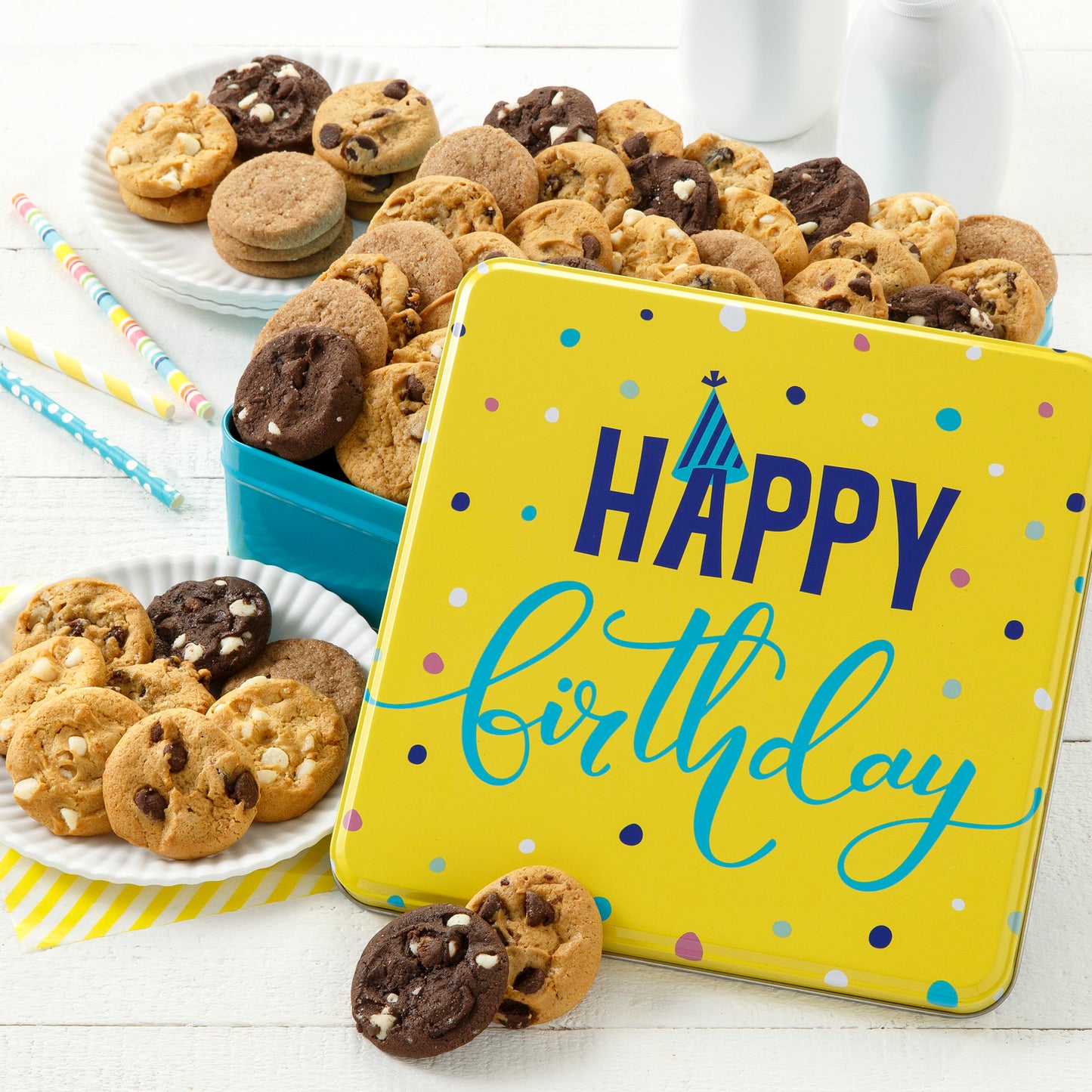 Happy Birthday 48 Nibblers Bite-Sized Cookies Tin
