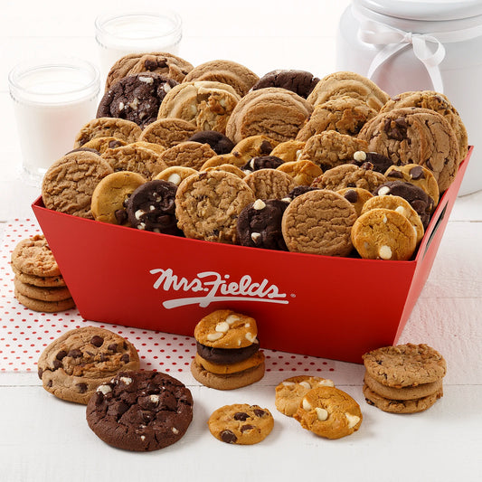 Large Signature Mrs. Fields crate filled with cookies and Nibblers ® Bite-Sized Cookies