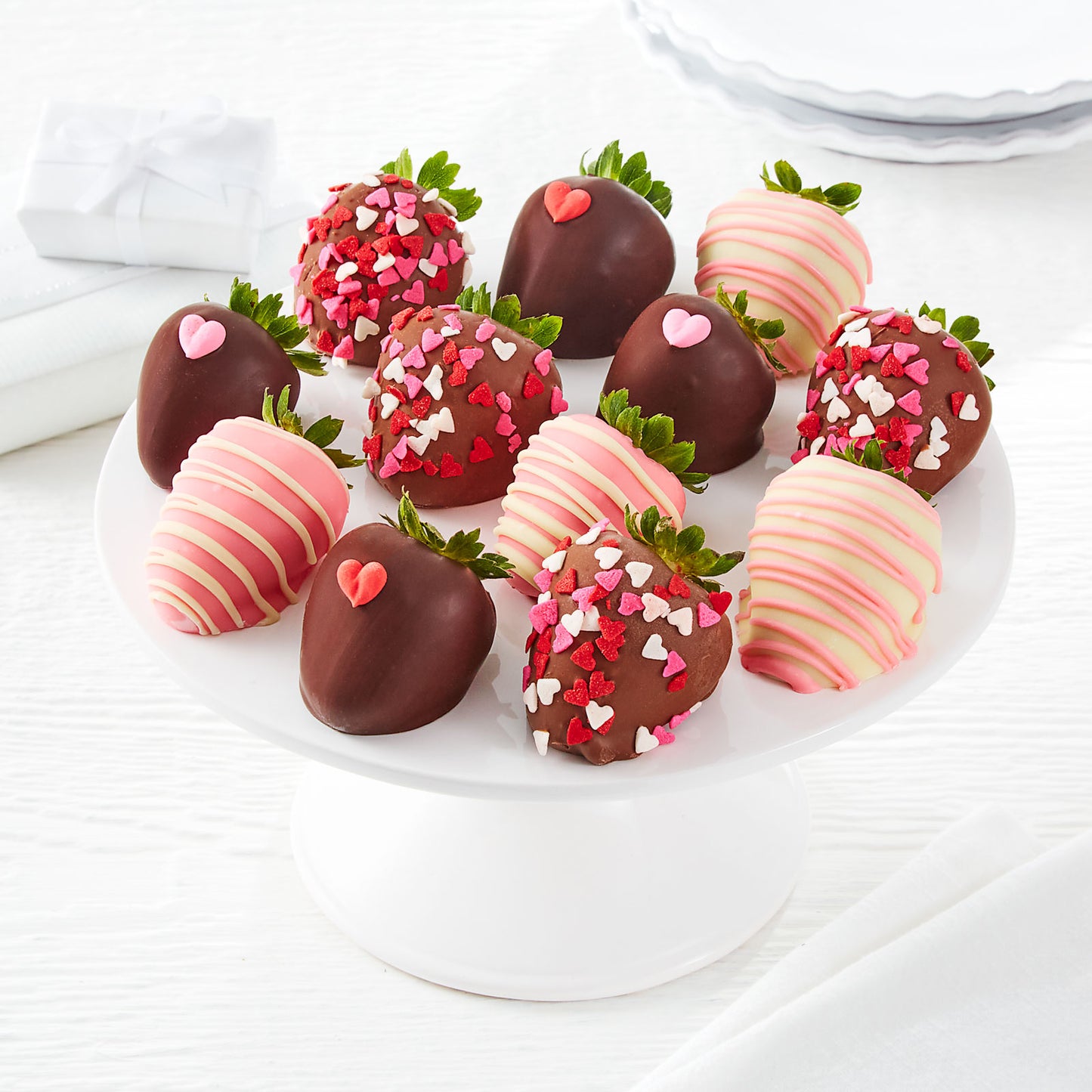Pink and red chocolate covered strawberries